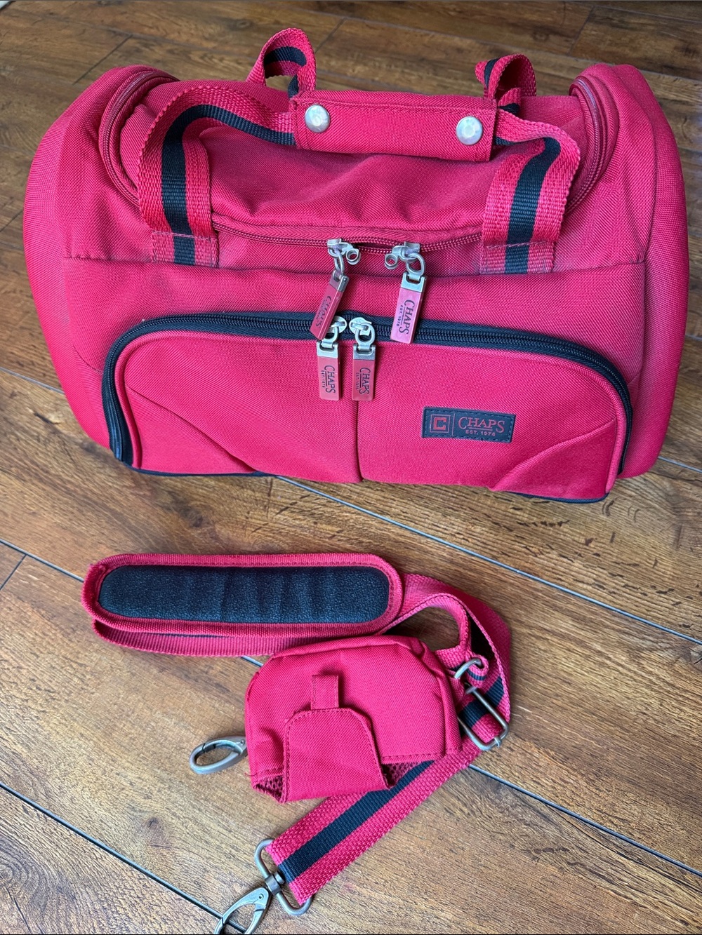 Chaps Red Duffle Bag with Removable Strap